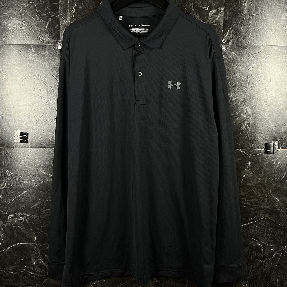 Under Armour Men's Black Sleeve Polo Shirt 2XL